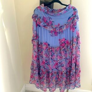 Colorful/ House of Harlow/ Printed Ruffled Long Skirt/ Size Small